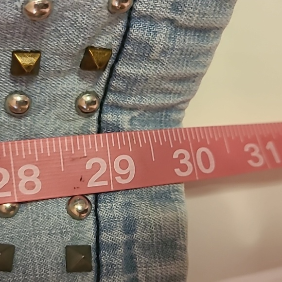 Free People Studded Chambray Tunic Tank Top With Pockets Boho Open Back - Picture 12 of 13